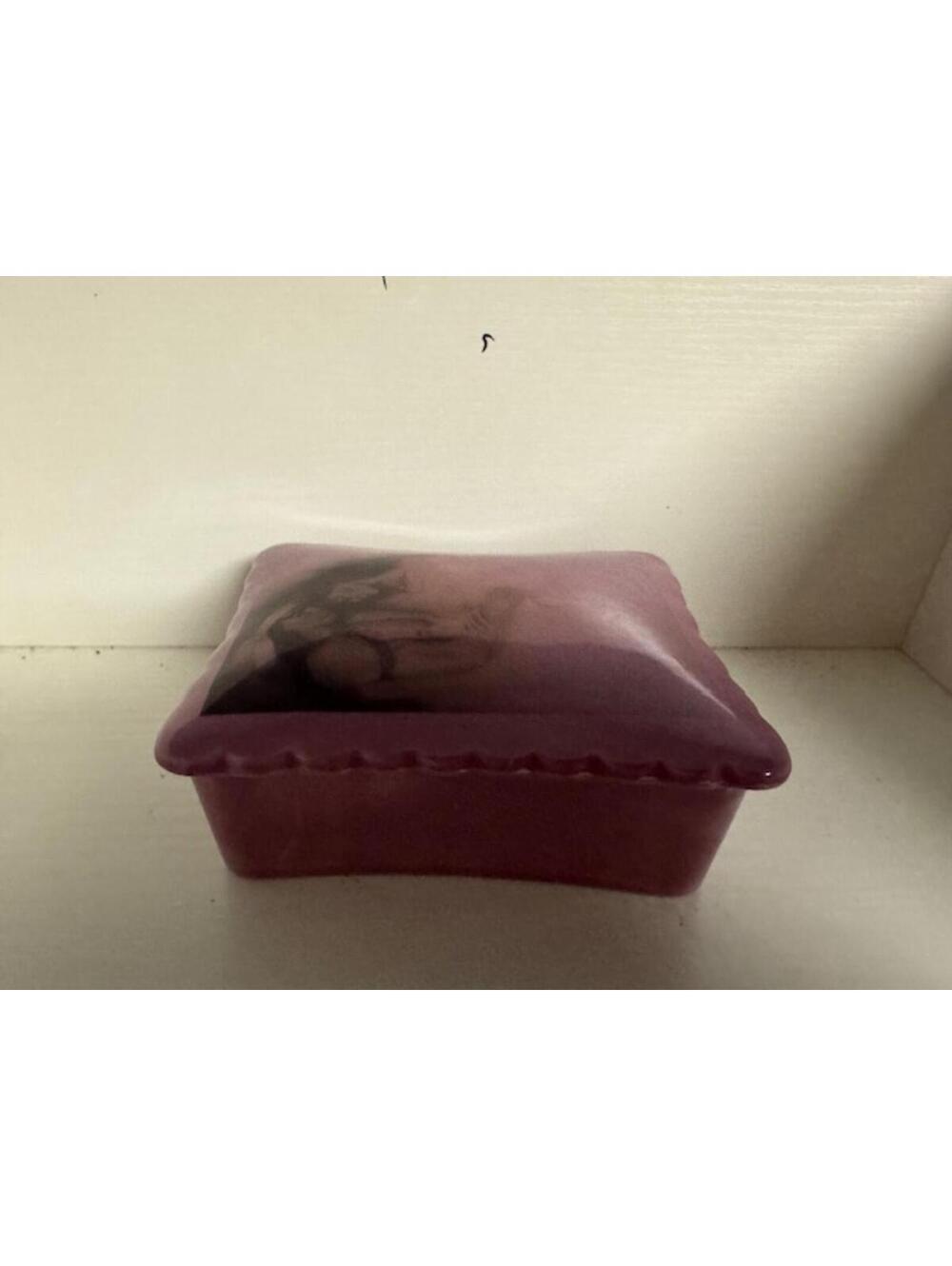 Vintage Purple Ceramic Pillow Trinket Box